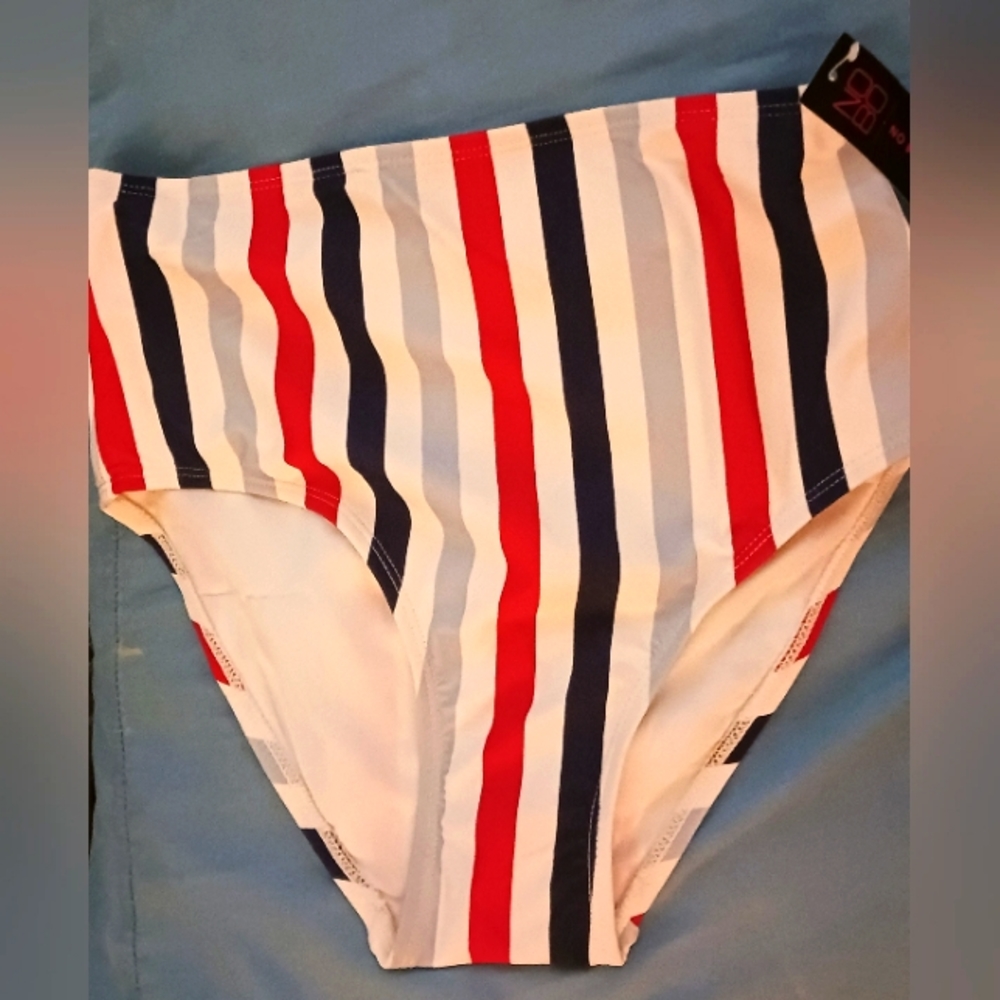 Striped high waist bikini bottoms Sz S nwt